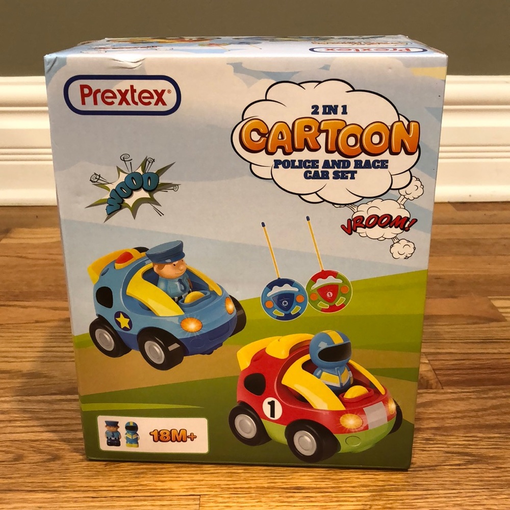 Remote Controlled cars. Pretex 2 in 1 police and race car set.